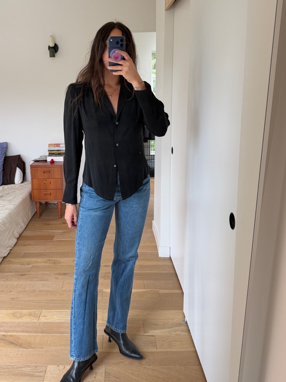 Vintage Anne Klein Silk Blouse Button Up